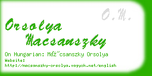 orsolya macsanszky business card